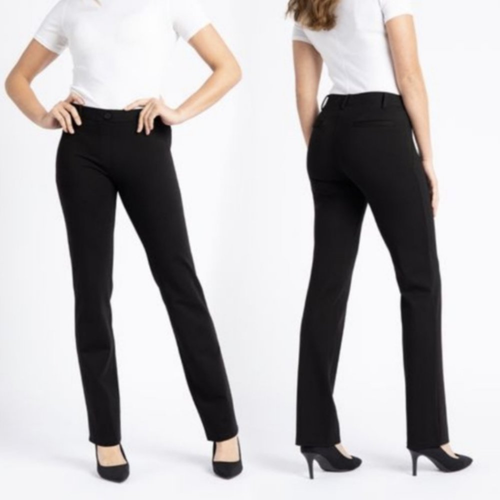 NEW Betabrand Classic Black Straight Leg Yoga Pants Dress Pants Large